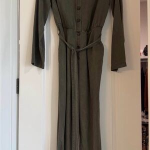 LOFT Dark Green Long Sleeve Jumpsuit